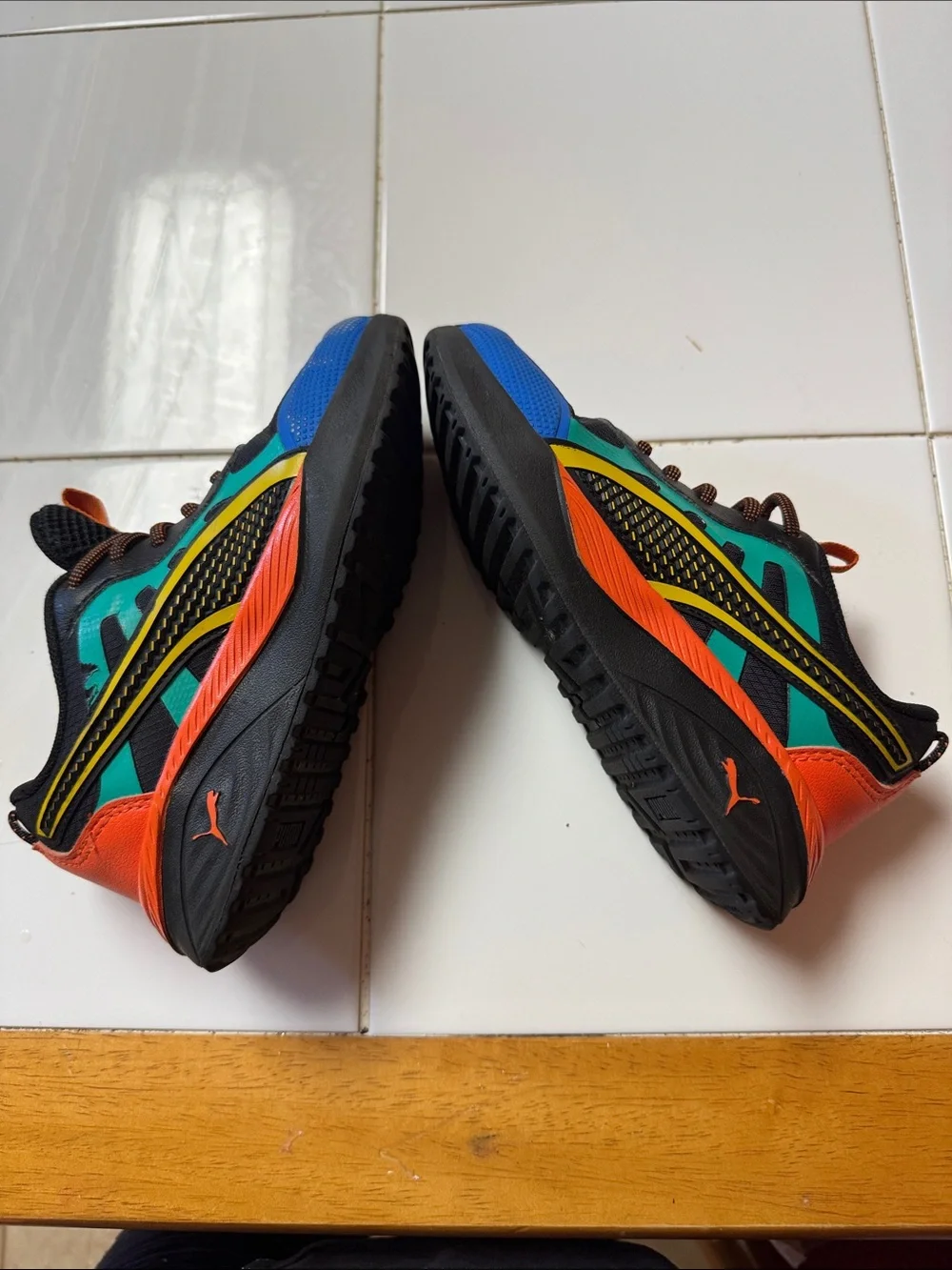 Kids Multicolor Athletic Sneakers - Orange/Blue/Green
